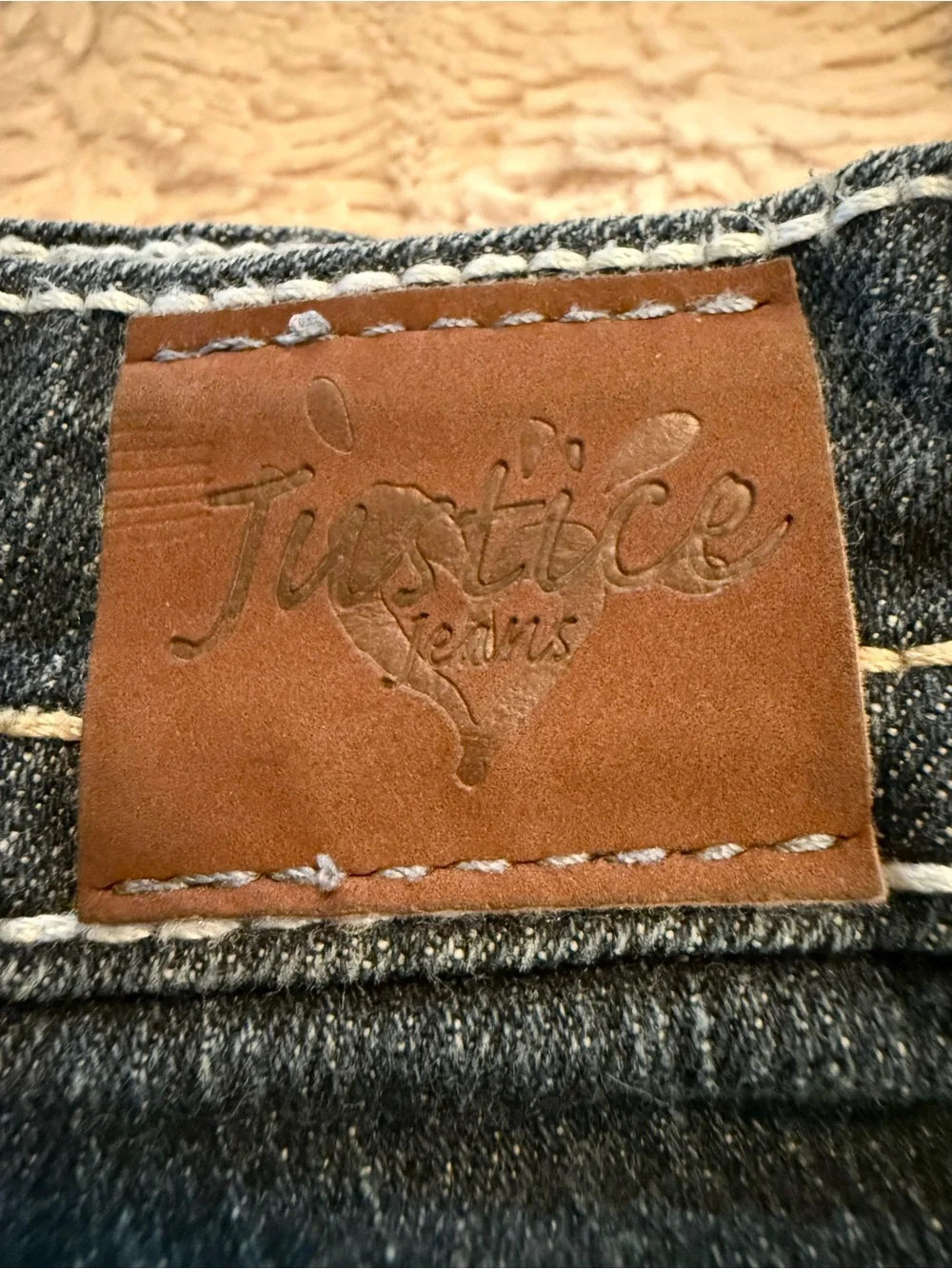 Justice Dark Blue Denim Girls' Shorts with Heart Stitch